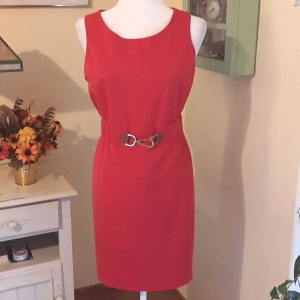 Calvin Klein Red Dress With Hardware.